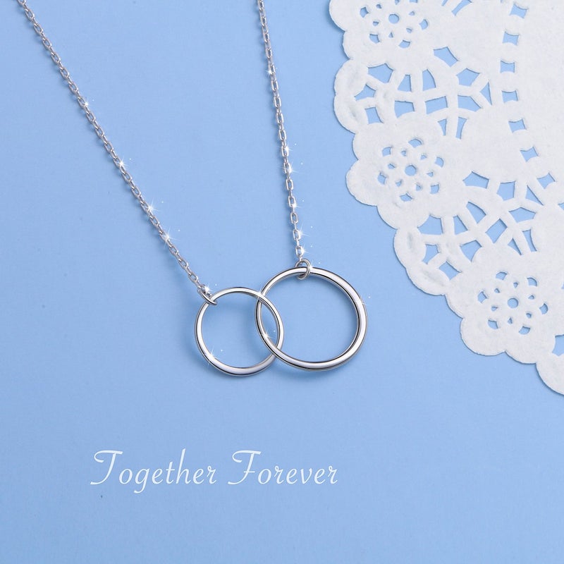 Ladytree S925 Sterling Silver Two Interlocking Infinity Circles Pendant Necklace,Rolo Chain,18+2 inches - Image 3